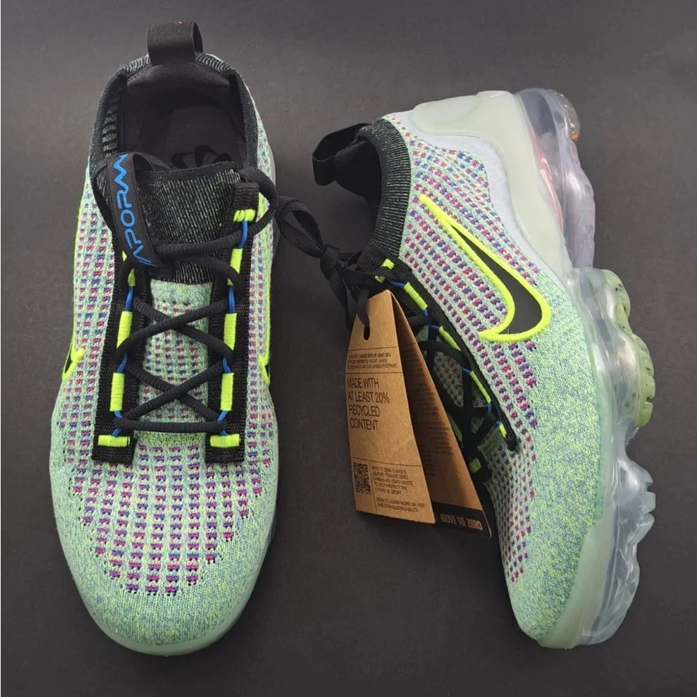 Nike Air VaporMax 2021 FK GS‎ Volt Photo Blue Woman’s Shoes Sz 7 / 5.5 Youth NWT